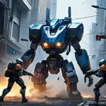 블루아카이브 클랜 배틀 준비법 - **Chesed Battle: Urban Melee**
    "An anime-style illustration of an intense urban battle. Four dis...